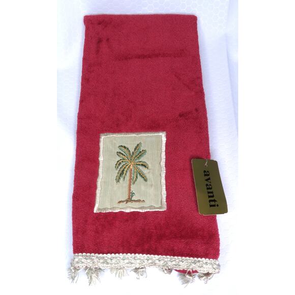 Nwt AVANTI Red Plantation Hand Towels w/ Tassels Set of 2 100% Cotton - Picture 3 of 5
